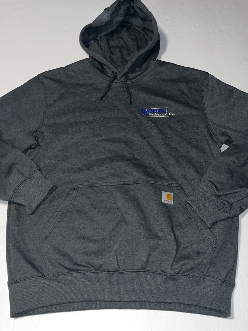 Carhartt Rain Defender men's gray hooded sweatshirt large Design Mechanical logo